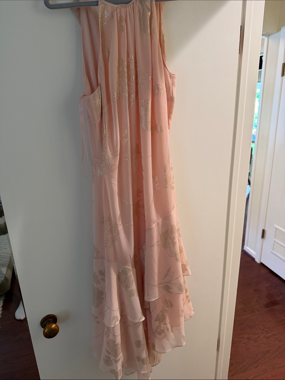 Parker Sleeveless Pink Floral Ruffle Hem Dress